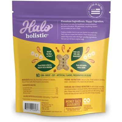 Premios veganos para perros a base de plantas con mantequilla de maní y plátano, bolsa de 8 oz