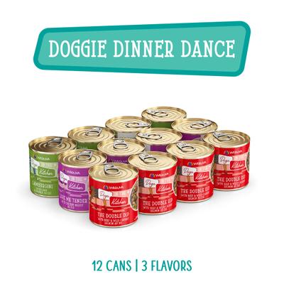 Comida enlatada para perros sin cereales, paquete variado, ¡Dogs in the Kitchen Doggie Dinner Dance!, latas de 280 g, 12 unidades