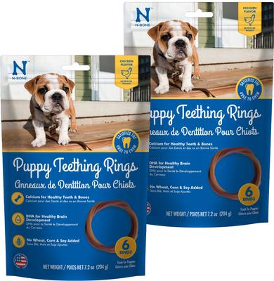 Puppy Teething Ring Chicken Flavor Dental Dog Treats, 3 count