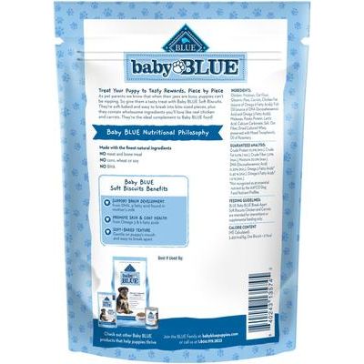 Galletas suaves Baby Blue, premios naturales de pollo y zanahoria para cachorros, bolsa de 8 oz