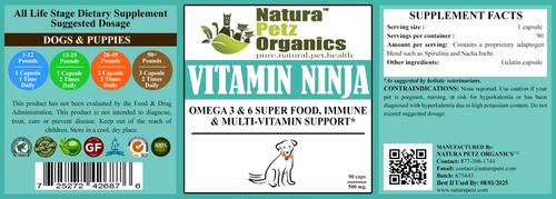 Vitamin Ninja Dog Supplement, 90 count