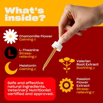 ¡CÁLMATE! Suplemento calmante para perros, botella de 30 ml