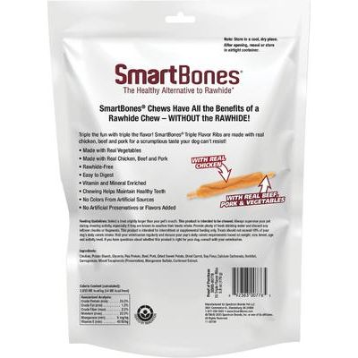 Costillas de triple sabor, premios para perros de pollo, res y cerdo, 10 unidades