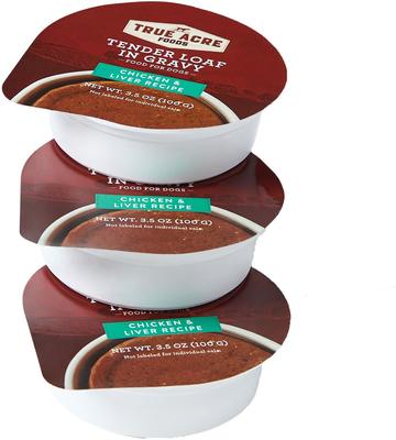 Receta de pollo e hígado: Pan tierno en salsa, alimento húmedo para perros, taza de 3.5 oz, caja de 12