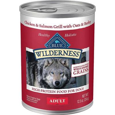 Bundle: Blue Buffalo Wilderness Salmon & Chicken Grill with Oats & Barley Adult Wet Dog Food, 12.5-oz, case of 12 + Blue Buffalo Wilderness Beef & Chicken Grill with Oats & Barley Adult Wet Dog Food, 12.5-oz, case of 12