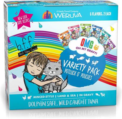 OMG Date Nite! Duck & Salmon Dinner in Gravy Grain-Free Cat Food Pouches, 2.8-oz, pack of 12