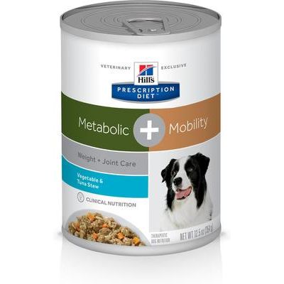 Alimento húmedo para perros Metabolic + Mobility Weight & Joint Care Vegetable & Tuna Stew, lata de 12.5 oz, caja de 12