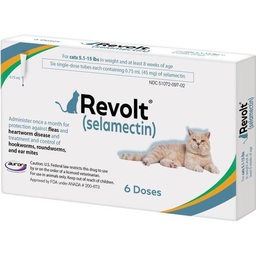 Solución tópica para gatos, 15.1-22 lbs, (caja gris topo), 6 dosis (suministro para 6 meses)