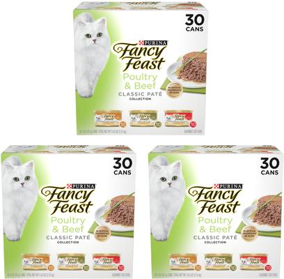 Comida enlatada para gatos Classic Tender Beef & Chicken Feast, 3 oz, caja de 24