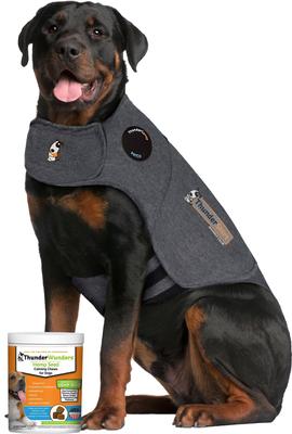 Bundle: ThunderShirt Classic Anxiety & Calming Vest, Heather Grey, XX-Small + ThunderWunders Hemp Dog Chews