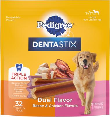 Dentastix Dual Flavored Bacon & Chicken Flavored Large Dental Dog Treats, 64 count