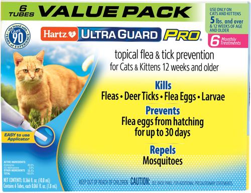 Tratamiento localizado UltraGuard Pro contra pulgas y garrapatas para gatos de más de 2,2 kg (3 dosis) (suministro para 3 meses)