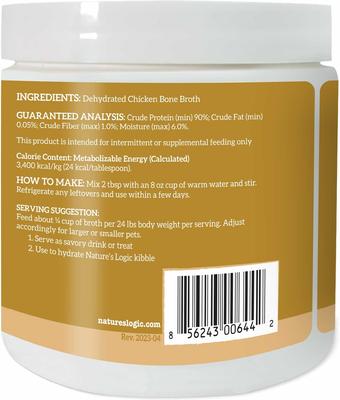 100% Natural Dehydrated Chicken Bone Broth Dog & Cat Food Topper, 6-oz tub