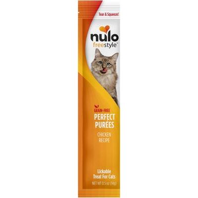 Nulo, FreeStyle Perfect Purées Chicken, premio cremoso con prebióticos para gatos, 14 g × 48 tubos