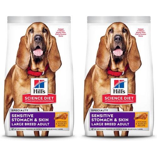 Alimento seco para perros adultos de razas grandes con estómago y piel sensibles, receta de pollo y cebada, bolsa de 30 lb