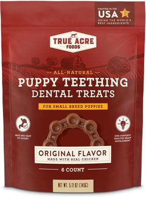 All-Natural, Puppy Dental Teething Treat, Original Flavor with Real Chicken Dog Treats, 12 count