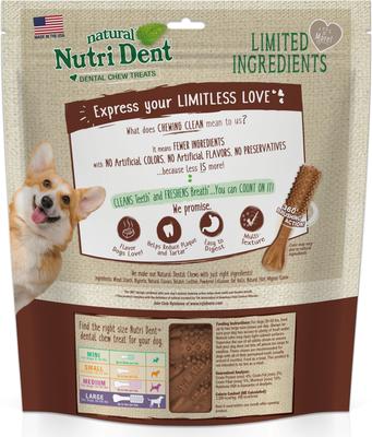 Nutri Dent Filet Mignon Flavored Dog Dental Chews, Regular, Large, 20 Count