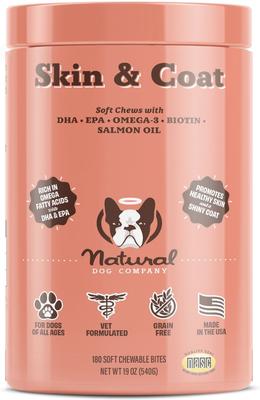 Skin & Coat Omega-3 Salmon & Pea Flavored Soft Chew Supplement for Dogs, 90 count