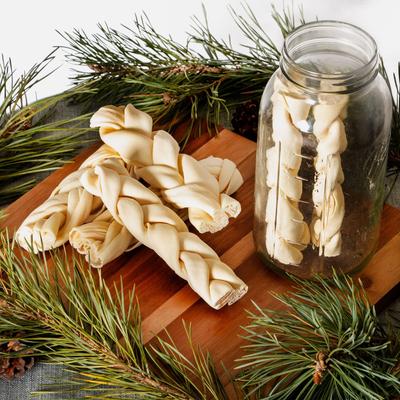 Beefhide 7-inch Braided Sticks Natural Flavored Dog Hard Chews, 6 count