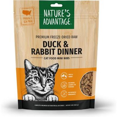 Alimento crudo liofilizado para gatos Duck & Rabbit Mini Nibs sin cereales, bolsa de 355 g