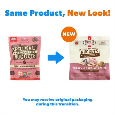 Nuggets de pavo y sardina, alimento crudo liofilizado sin cereales para perros, paquete de 28 oz