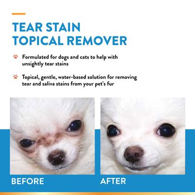 Bundle: NaturVet Tear Stain Plus Lutein Soft Chews Vision Supplement, 70 count + Remover Dog & Cat Liquid Topical Formula, 4-oz bottle