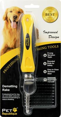 Dematting Comb Tool Dog & Cat Brush, Yellow/Black