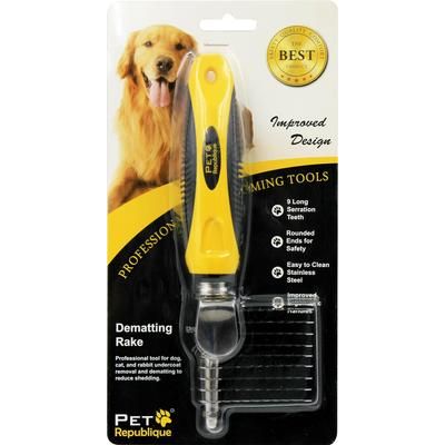 Dematting Comb Tool Dog & Cat Brush, Yellow/Black