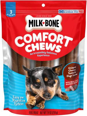 Golosinas masticables de carne de res real para perros Comfort Chews, 9 unidades