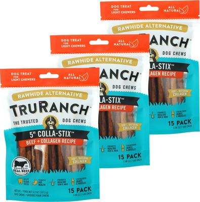 Beef Collagen Sticks Hard Chew Dog Treats, 5-in, 15 count