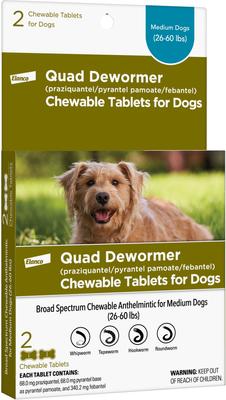 Desparasitante cuádruple para anquilostomas, ascárides, tenias y tricocéfalos para perros de razas medianas, 2 unidades