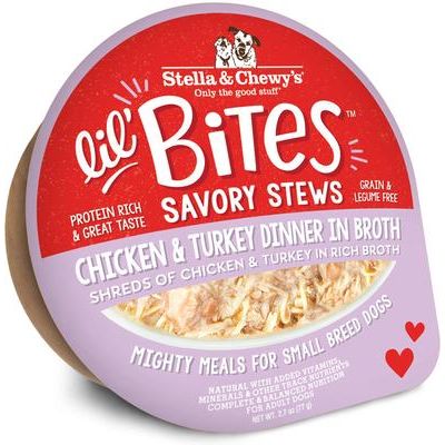 Lil Bites Savory Stews, Alimento húmedo desmenuzado, perros de raza Pequeña, varios sabores. 12 pack