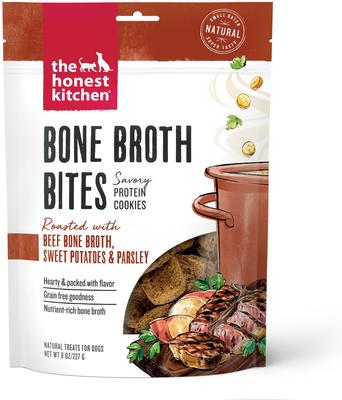 Bone Broth Bites Roasted with Beef Bone Broth, Sweet Potatoes, & Parsley Dog Treats, 8-oz bag