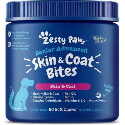 Senior Advanced Skin & Coat, Soporte para Piel y Pelaje, sabor Pollo, Perro Senior. 90 chew.