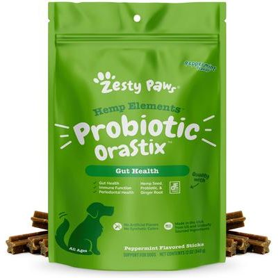 Hemp Elements, Probióticos OraStix sabor Menta para Perros. 12 oz.
