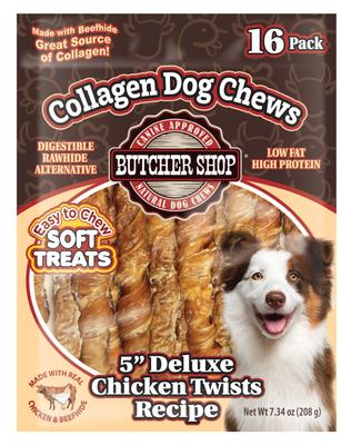 Collagen 5-in Deluxe Chicken Twists Recipe Dog Jerky Treat, 7.34-oz bag