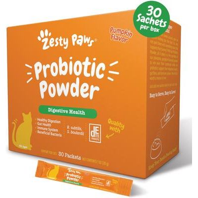 Zesty Paws, Probiotic Powder, Probióticos para Flora Intestinal y Digestión, sabor Calabaza, Gatos, 30 sobres