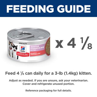 Kitten Sensitive Stomach & Sensitive Skin Salmon & Vegetable Stew Wet Cat Food, 2.8-oz can, 24 count