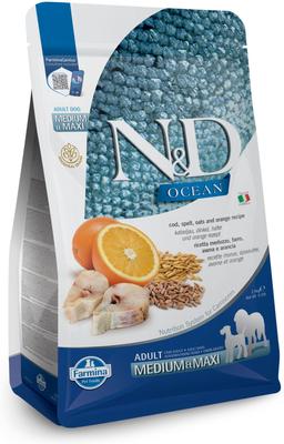 N&D Ocean Codfish & Orange Ancestral Grain Medium & Maxi Adult Dry Dog Food, 26.5-lb bag