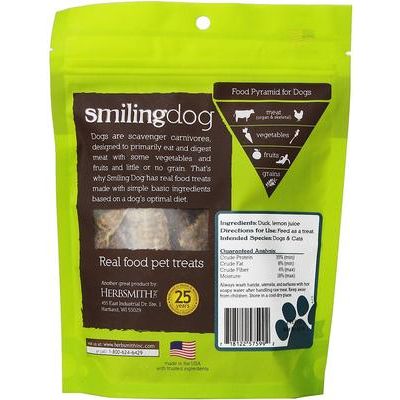 Golosinas para perros de pato asado en seco Smiling Dog, bolsa de 3 oz