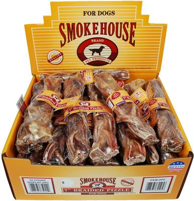 USA 5" Braided Pizzle Sticks Dog Treats, case of 48