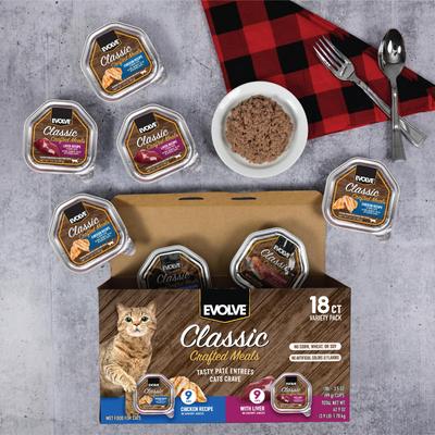 Classic Crafted Meals Chicken & Liver Recipe Variety Pack Pate Wet Cat Food, 3.5-oz can, case of 18