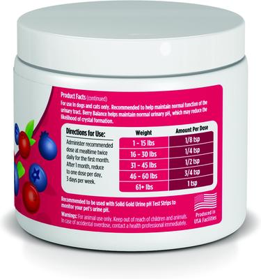 Berry Balance Cranberry Urinary Tract Health Powder Supplement for Dogs & Cats, 3.5-oz jar