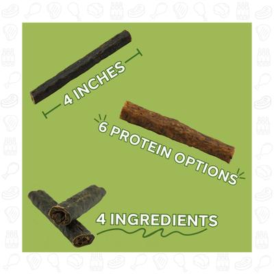 Masticables crujientes premium para perros con receta de búfalo de 4 pulgadas, 36 unidades