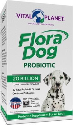 Flora Dog Daily Probiotic Beef Flavor Chewable Tablet Dog Supplement, 30 count