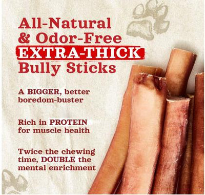 Palitos de carne de res gruesa Bully Sticks para perros, 6 pulgadas, 5 unidades
