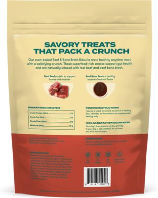 Galletas crujientes de caldo de res y hueso para perros, bolsa de 64 oz