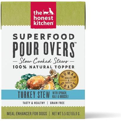 Superfood POUR OVERS - Alimento húmedo para perros con estofado de cordero y ternera con verduras, 5.5 oz, caja de 12