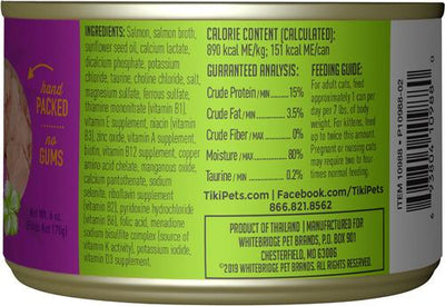 Comida enlatada para gatos Luau Wild Salmon en consomé de salmón, sin cereales, 6 oz, caja de 8