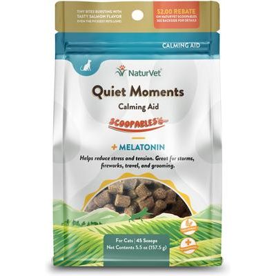 NaturVet, Scoopables Quiet Moments, bocados calmantes sabor salmón para gatos, bolsa de 156 g